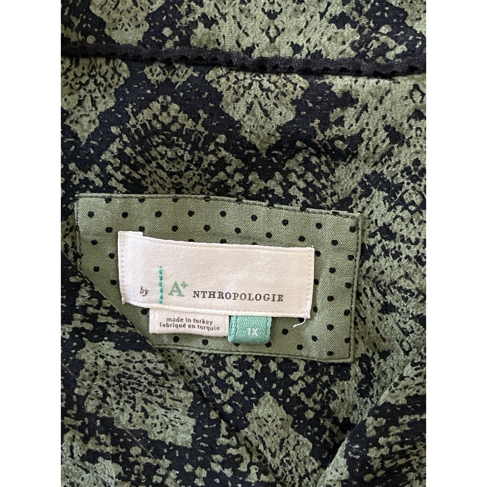 Anthropologie A+ Snake Print Caftan Tunic Dress XL Green Black Viscose Boho Reso - Picture 6 of 6